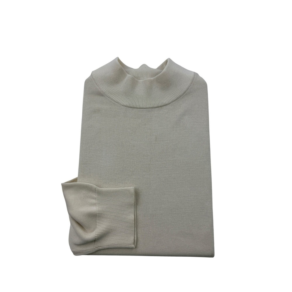 Nat Nast‎ Off White Pure Silk Turtleneck Long Sleeve Pullover Sweater Men's XL